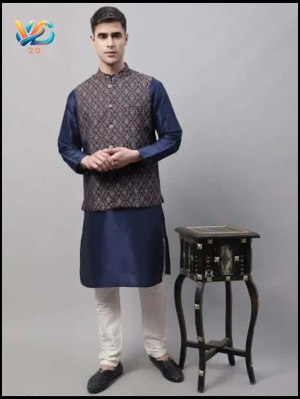 Men's Nehru Jacket Vest Brocade Silk Blend Mandarin Collar Wedding Festive